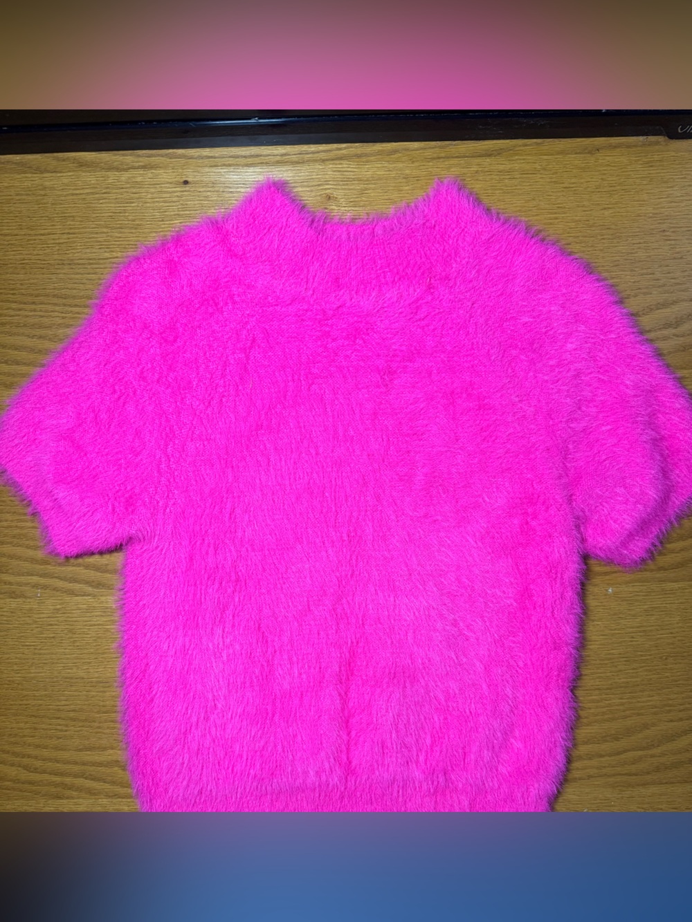 Anthropologie Hot Pink Fuzzy Scoop-Neck Crop Sweater pilcro size s - Picture 6 of 6